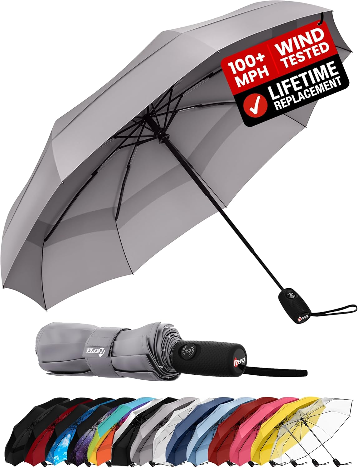 Windproof Travel Umbrella - Compact Auto Folding Design | Withstands 100MPH Winds, Durable & Lightweight for Men & Women