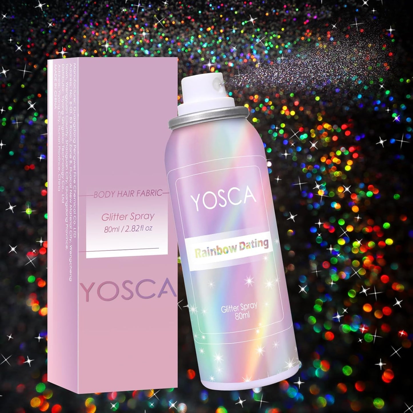 Holographic Silver Body Glitter Spray - 80ML Quick-Drying Shiny Hairspray for Festivals & Parties