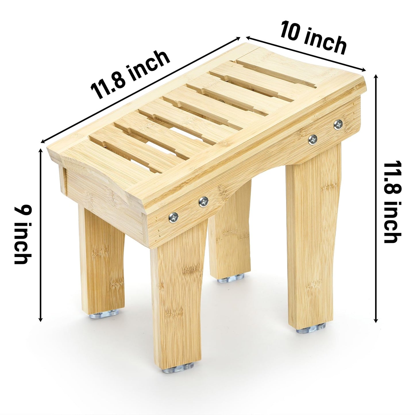 SOUJOY Shower Stool for Shaving Legs, 12 Inch Bamboo Shower Foot Rest, Non-Slip Bath Foot Step Bench, Waterproof Small Shaving Stool for Inside Shower, Bathroom