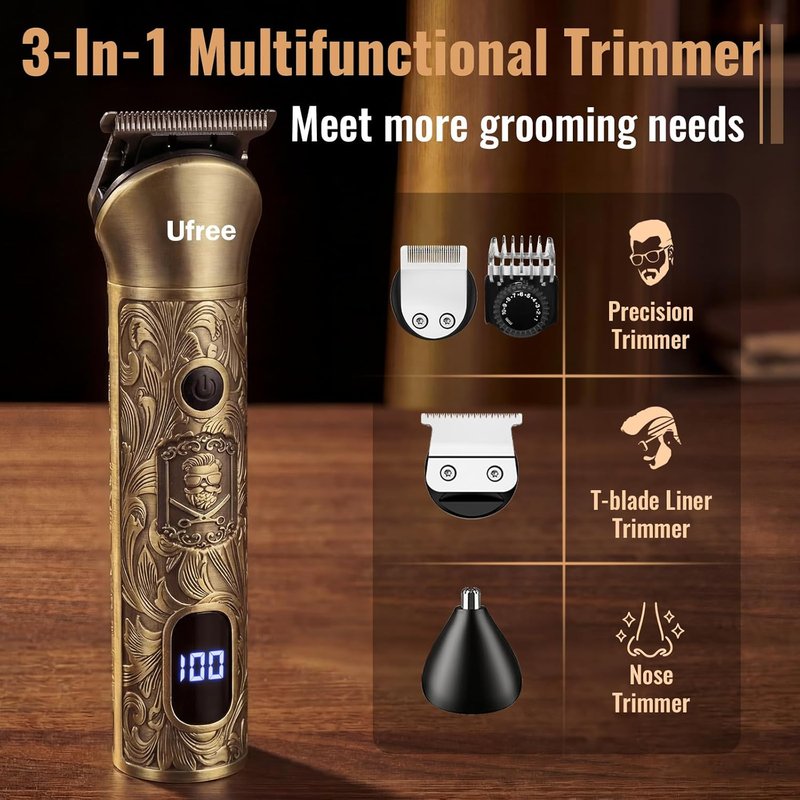 Beard Trimmer for Men - Cordless Hair Clippers & Electric Razor | Grooming Kit with Precision Blades