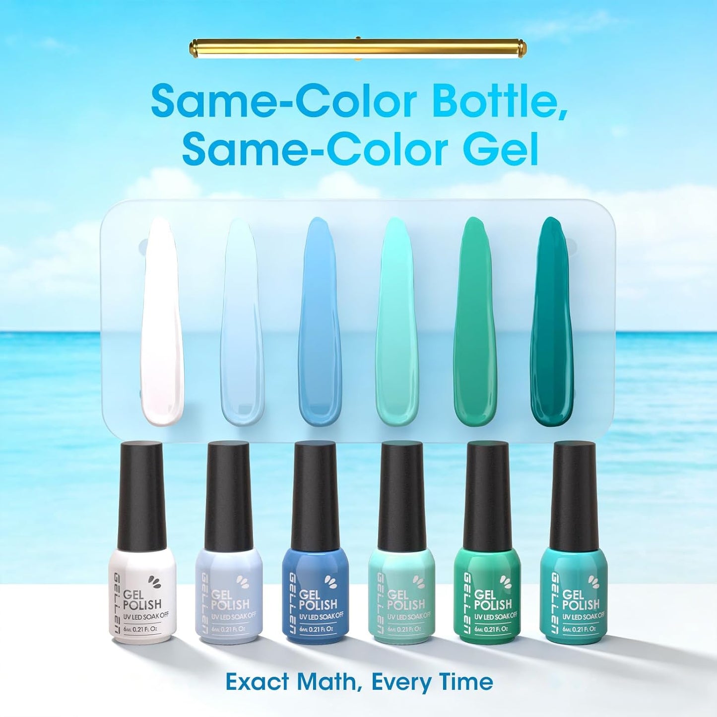 Teal Green Blue Gel Nail Polish - 6-Color Semi-Permanent Formula | No Wipe, Glossy Finish, HEMA & TPO Free
