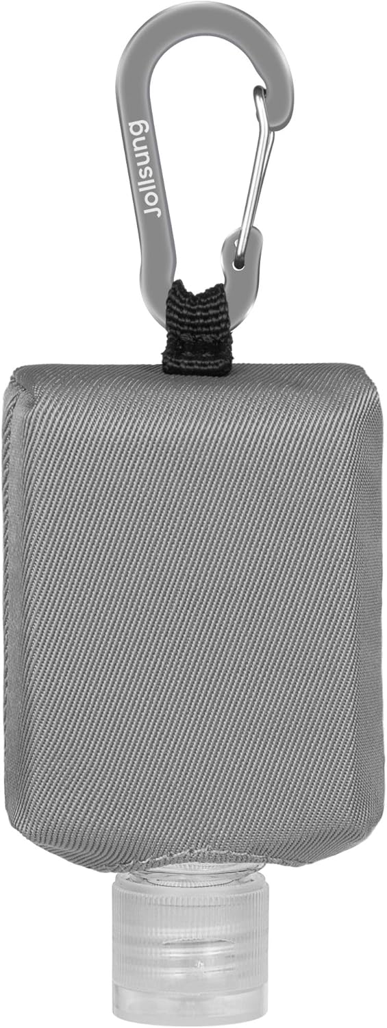 Hand Sanitizer Bottle Case Holder - Refillable 60ML/2 oz Travel Containers with Carabiner | Flip Cap Design