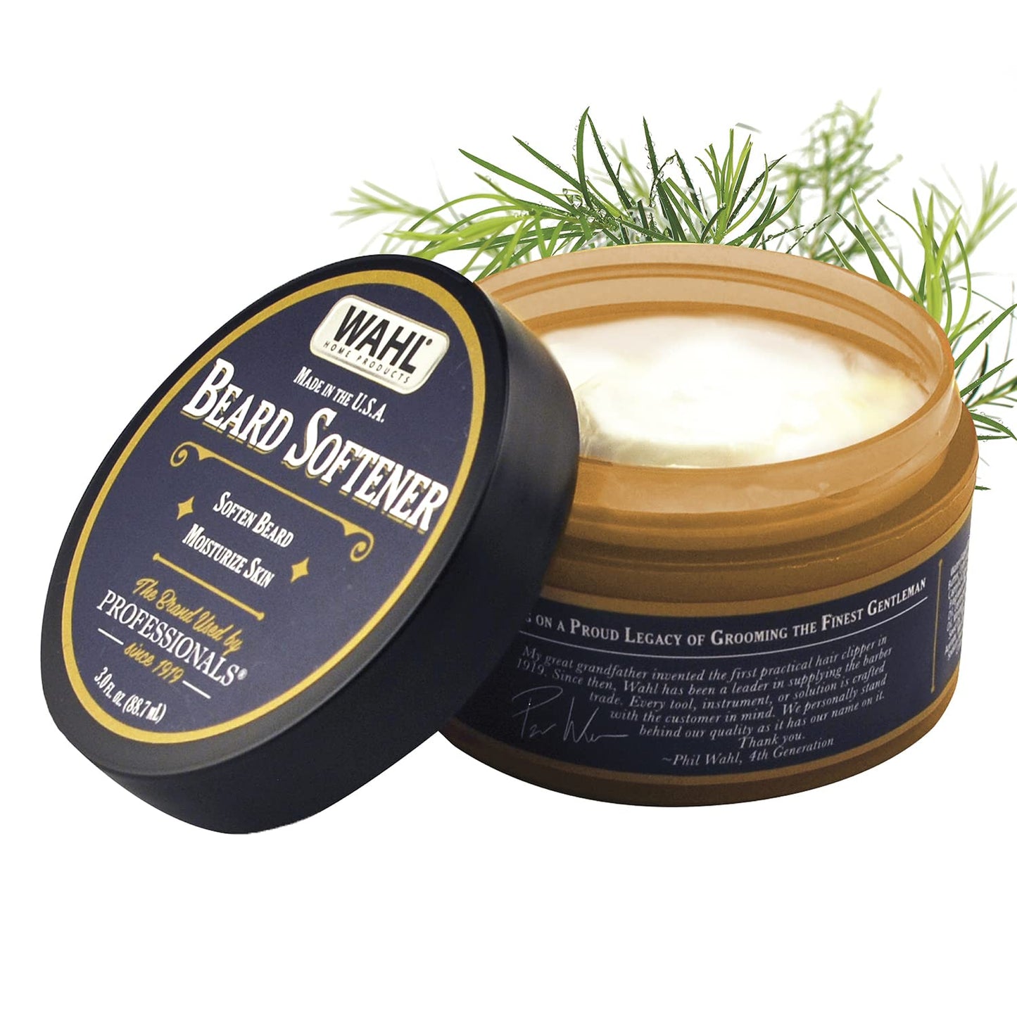 WAHL Beard Creme for Softening Moisturizing Conditioning Facial Hair with Essential Manuka/Meadowfoam Seed/Clove & Moringa Oil for Men’s Grooming, Blue, Tea Tree, 3 Fl Oz