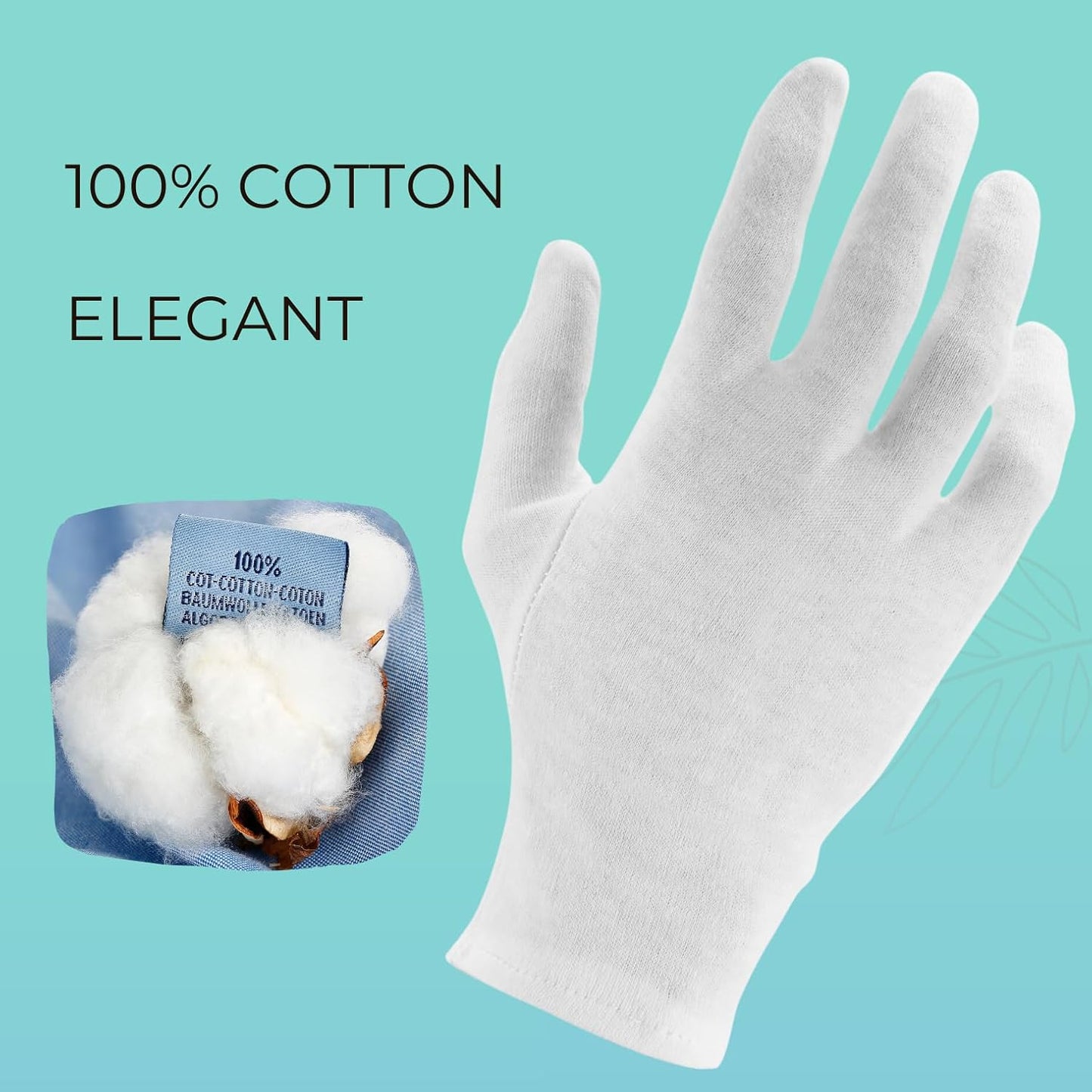 ANSMIO Cotton Gloves for Dry Hands | Moisturizing Night Gloves, Size L (12 Pairs)