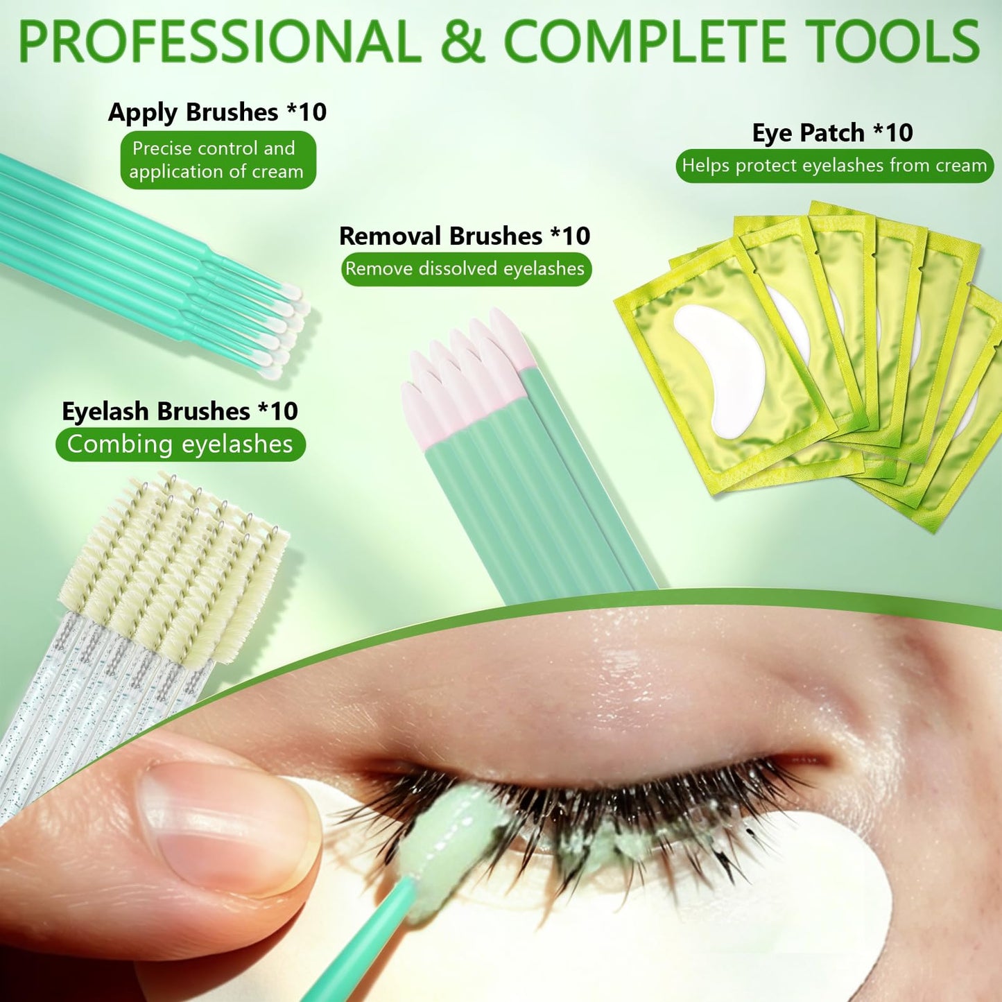 Pjordo Eyelash Extension Remover Set, 10g Lash Extension Remover with Gentle Formula, Quick Dissolution & Non-Irritation, Professional Eyelash Removal Tool Set Suitable for Beginners (Aloe)