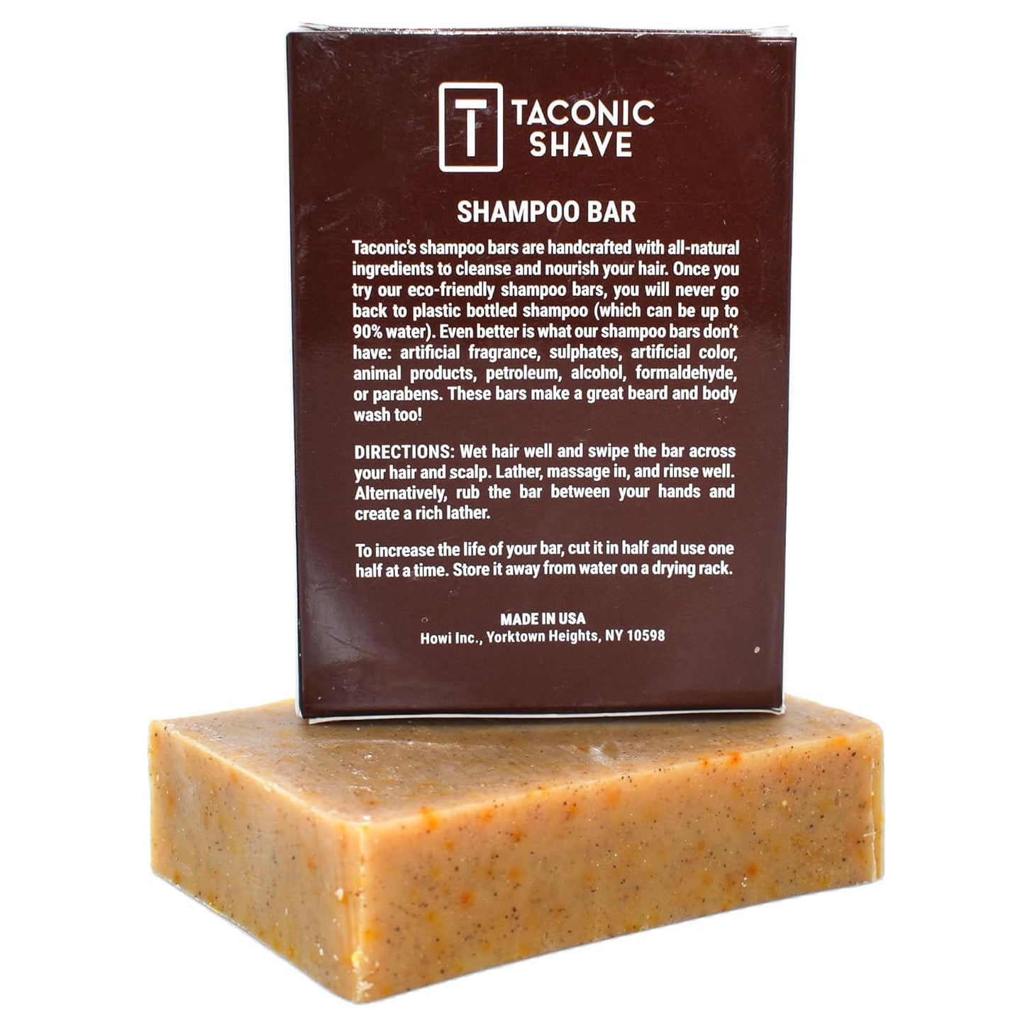 Taconic Shave, All Natural Bay Rum Hair Shampoo Bar - Handcrafted in the USA - 5.0 oz.- Leaves hair Clean, Soft and Conditioned.