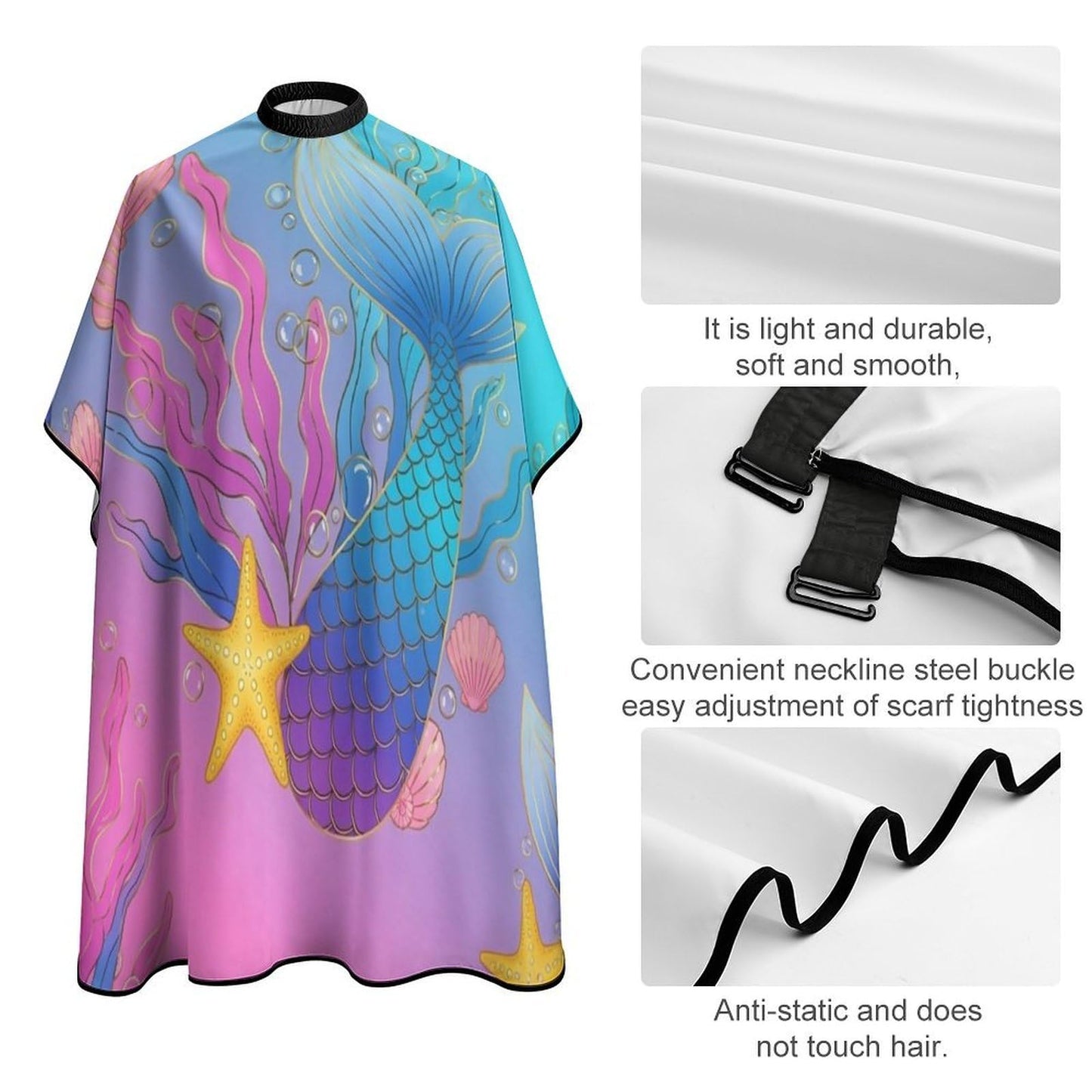 Professional Hairdressing Cape Large Unisex Barber Cape with Adjustable Closure Mermaid Tail Scale