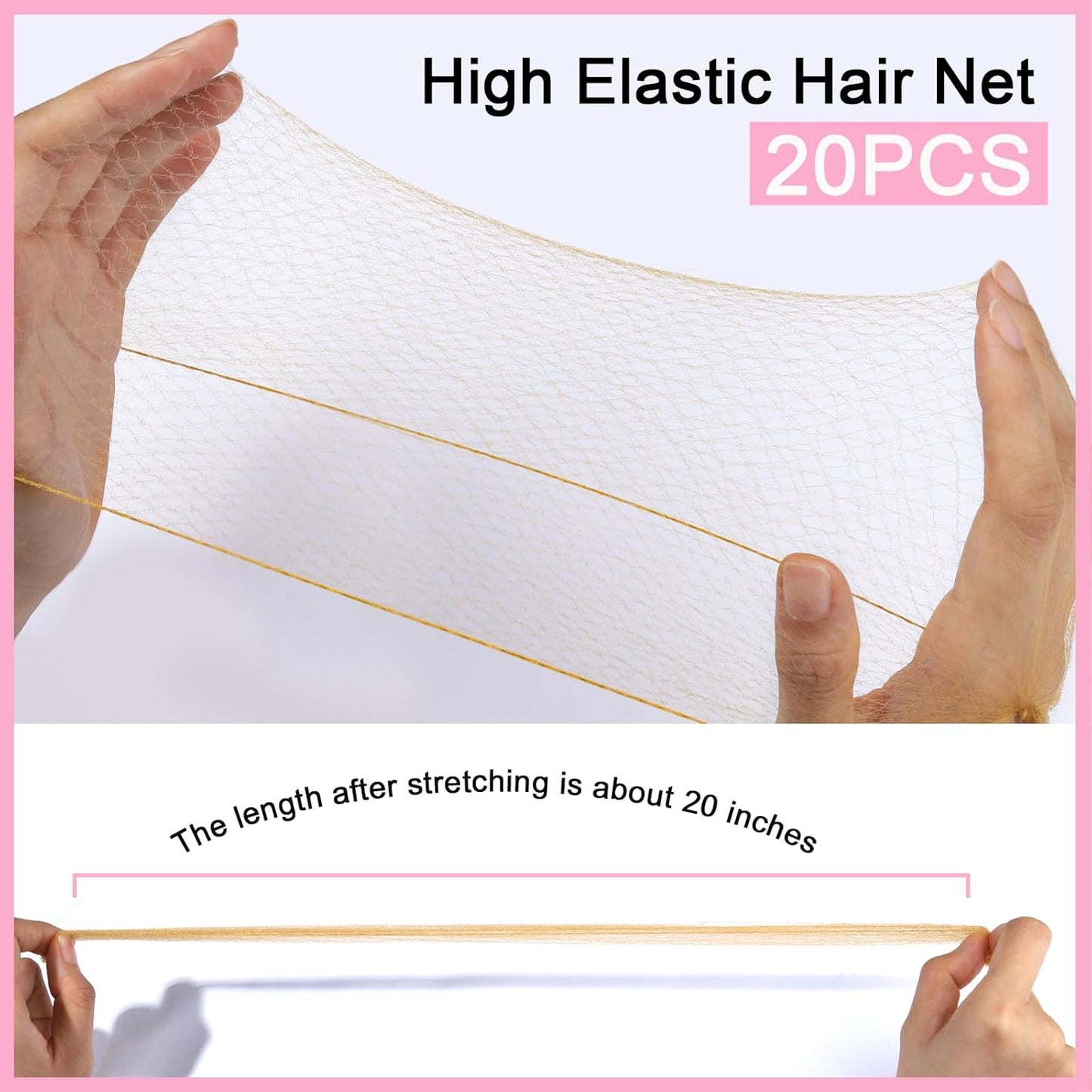 Hair Net Set - 20 Individually Packaged 20-Inch Hair Nets & 40 Hair Pins for Women | Dark Blonde Hair Bun Maker