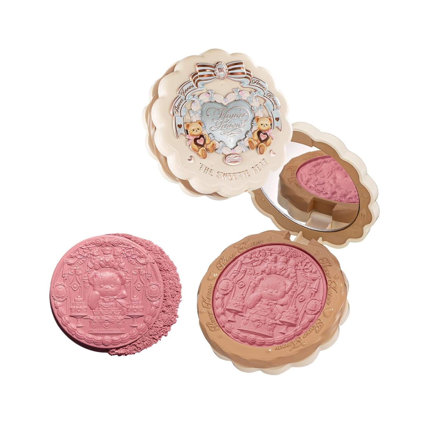 Sweetie Bear Collection Silk Satin Blush - Talc-Free Rose Pink Powder, Highly Pigmented & Buildable | 01 Shimmer Soufflé