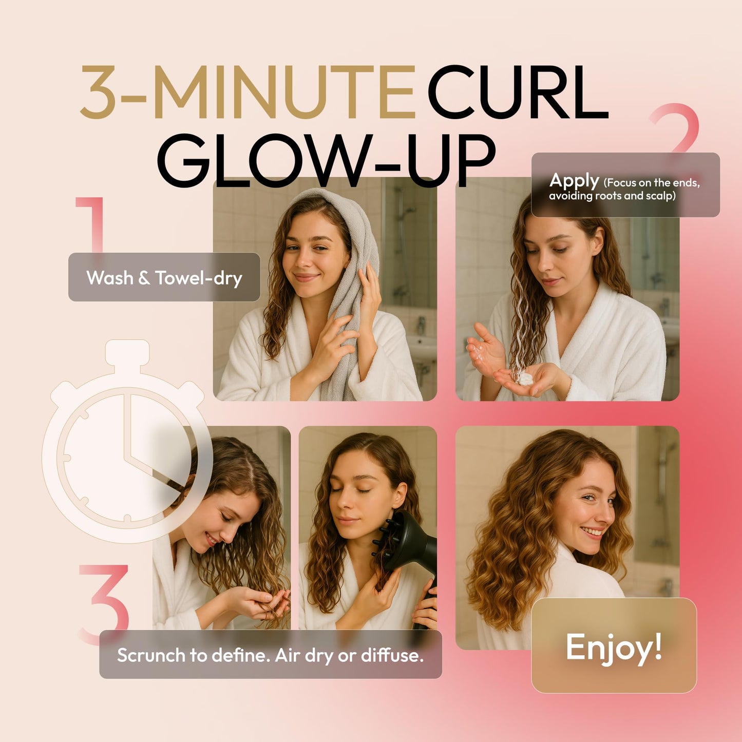 SUNATORIA Curl Cream — Lightweight Anti-Frizz Curl Defining Cream for Curly & Wavy Hair, Hydrating Leave-In Styling with Macadamia, Argan & Castor Oil, Vegan, Crema para Rizos, 6.8 fl oz