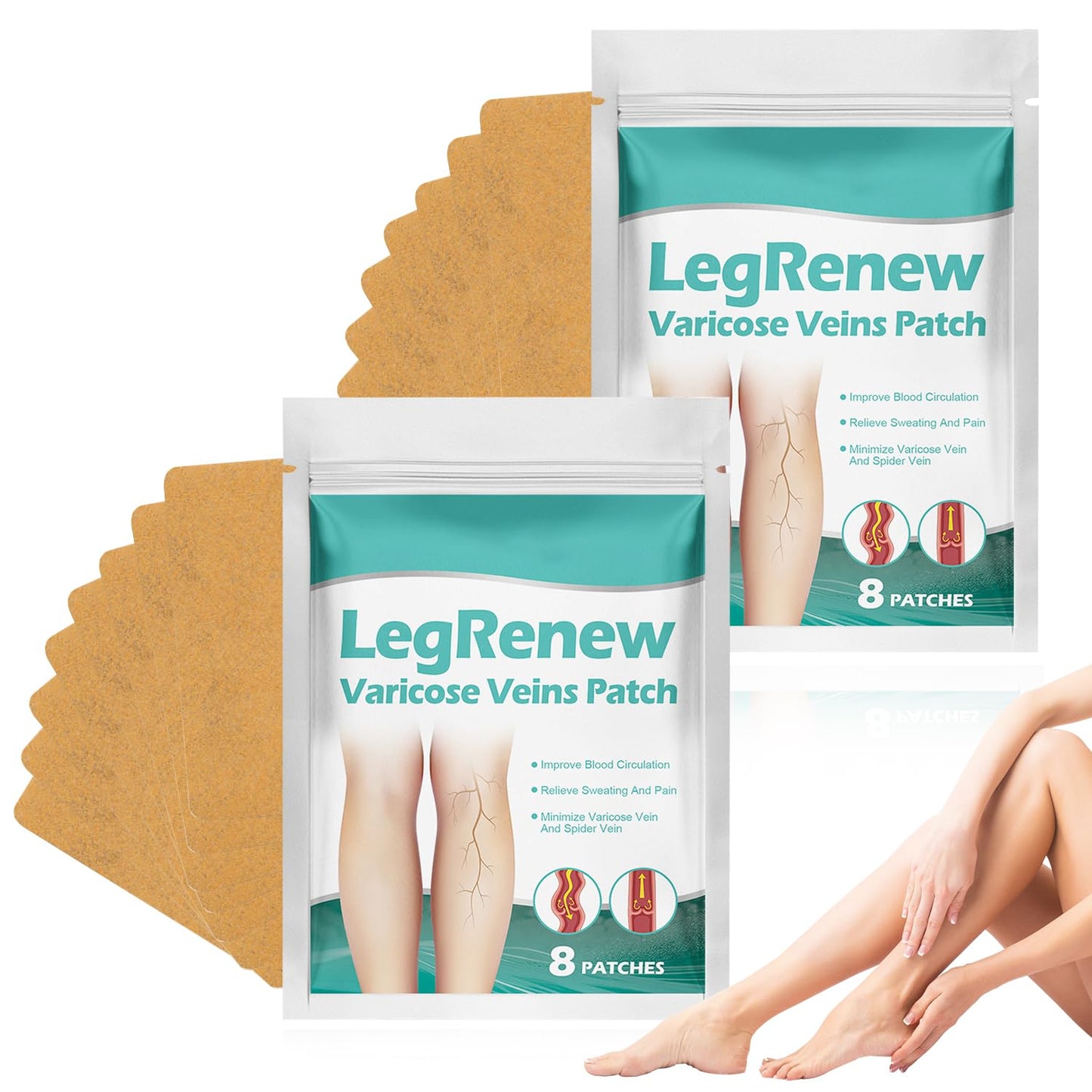 Leg Renew Varicose Veins Patch - Natural Treatment for Varicose Veins | 2 Packs, All Skin Types