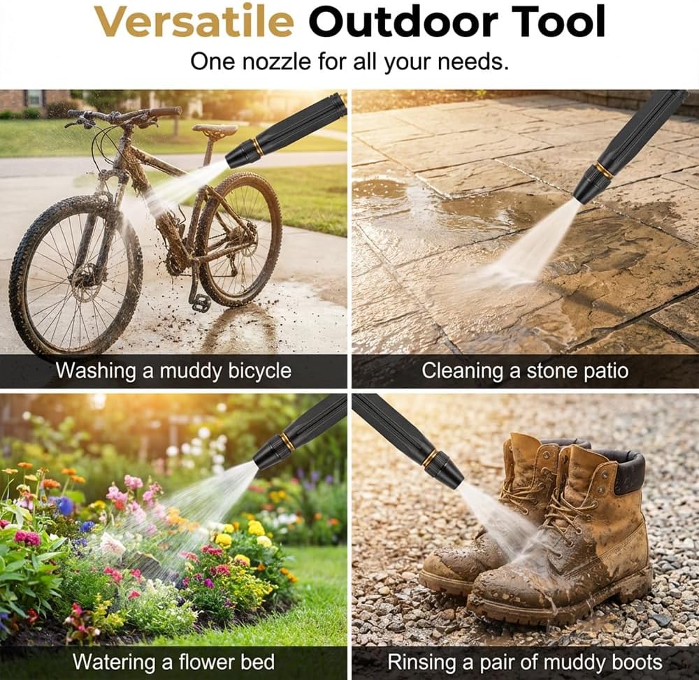 High Pressure Power Washer Nozzle Set - Multi-Function Spray Gun with 3 Modes | Ideal for Yard, Pets, and Car Cleaning (2 PCS)
