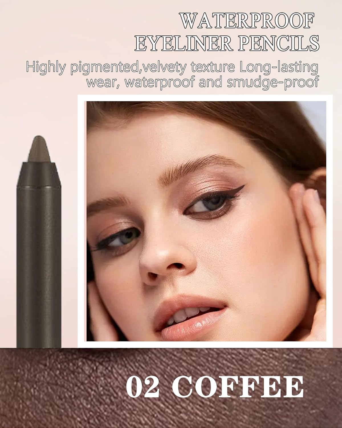 Brown Gel Eyeliner Pencil - Waterproof High-Pigment Matte Eye Liner | Long-Lasting & Hypoallergenic, Smooth Application