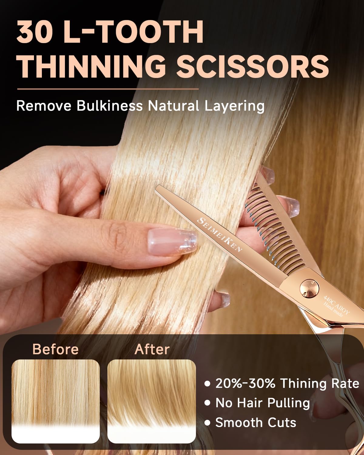 SEIMEIKEN Professional Hair Cutting Scissors Shears & Thinning Set - Japanese 440C Stainless Steel - Haircutting Thinning Shears - Barber Scissors For Hair Stylist- hair Trimming Scissors Women & Men