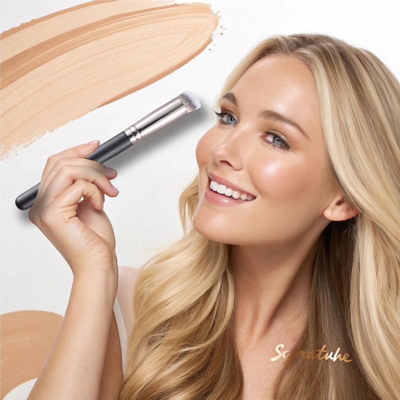 Concealer Brush - Mini Angled Flat Top Kabuki for Under Eye Blending | Pro Makeup Tool for Liquid & Cream