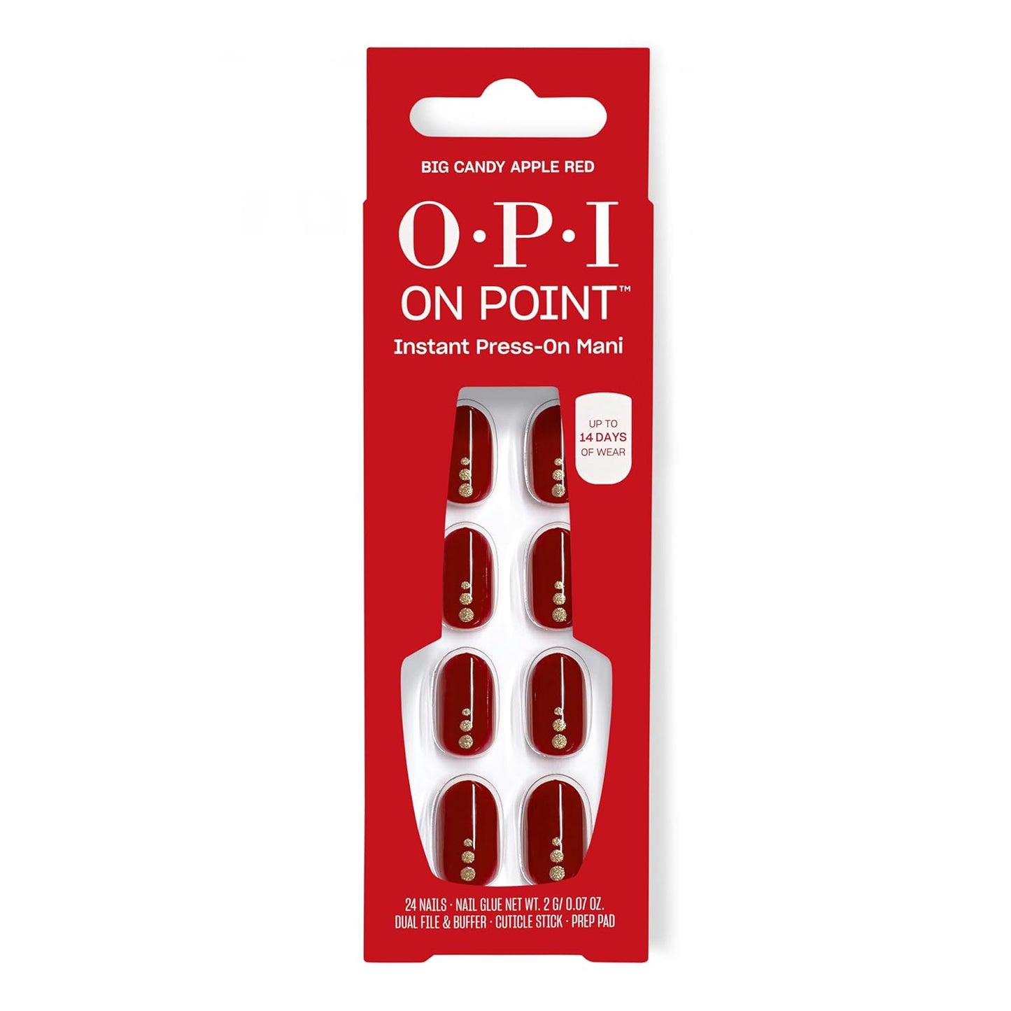OPI On Point Press On Nails - Short Round & Squoval Nail Art | 24 Count with Glue | Long-Lasting & Reusable