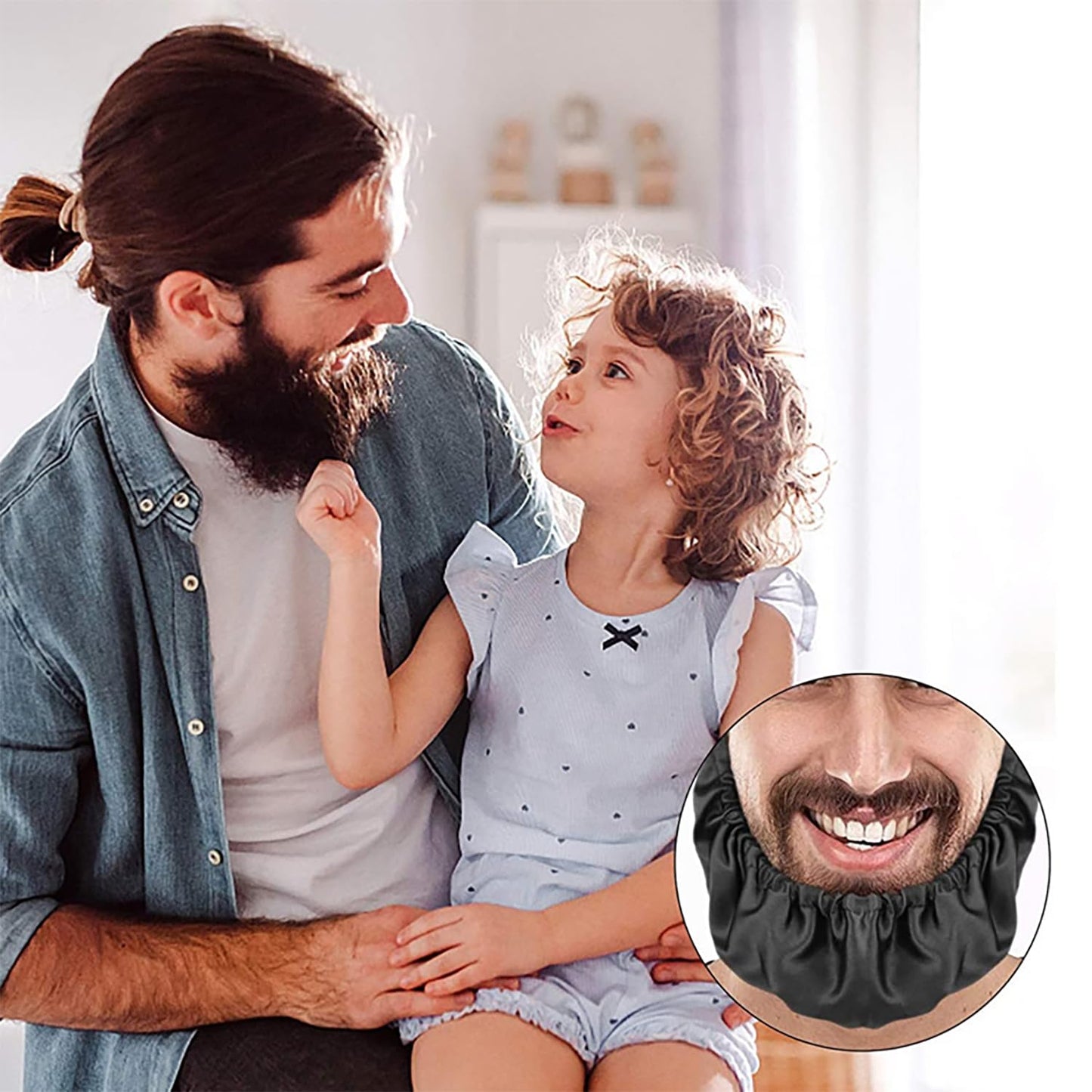 3 Pack Men Beard Bib, Black Beard Covers, Man Bedtime Bib Beard Cap, Beard Bandana Covers, beard mask