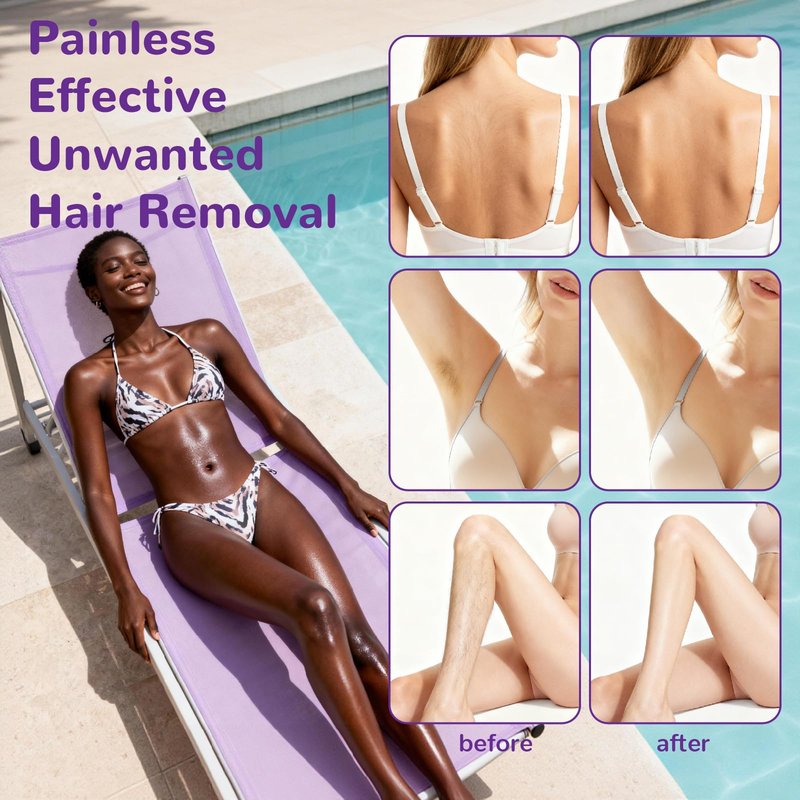 hoyesch Crystal Hair Eraser for Women and Men, Reusable Crystal Hair Remover Painless Exfoliation Epilators Hair Removal for Women, Magic Hair Eraser for Back Arms Legs (Violet)