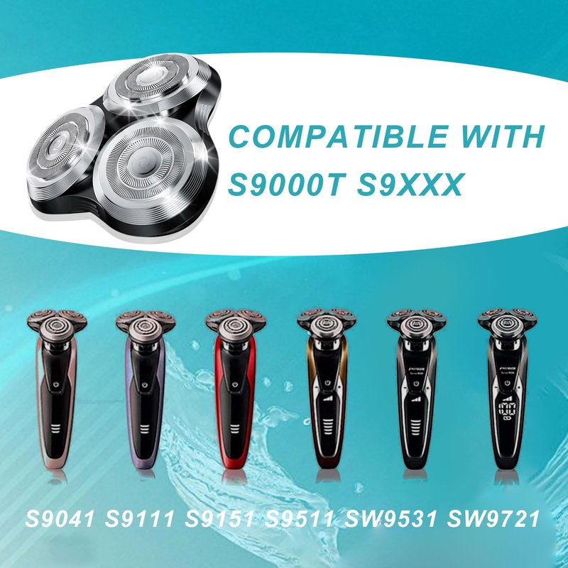 New Upgrade SH90 Replacement Shaver Heads Compatible with Philips Norelco Series 9000 (S9000) Shavers Replacement Heads (SILVER(3pcs))