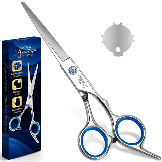 Hair Cutting Scissors, KENLOW Professional Hair Scissors With Comfortable Removable Finger Grips. Perfect As Hair Shears For Hair Cutting Or Barber Scissors. Haircut Scissors For Salon Or Home Use.