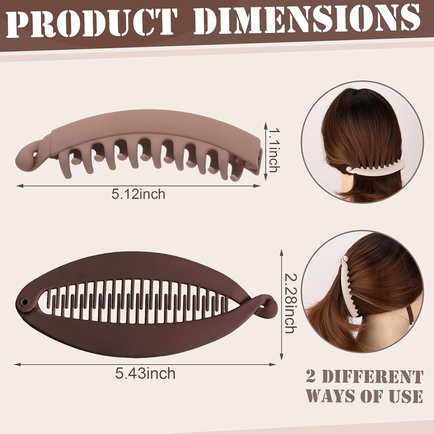 Banana Hair Clips for Women - 8PCS French Claw Clips | Cute & Stylish Ponytail Holders for All Hair Types