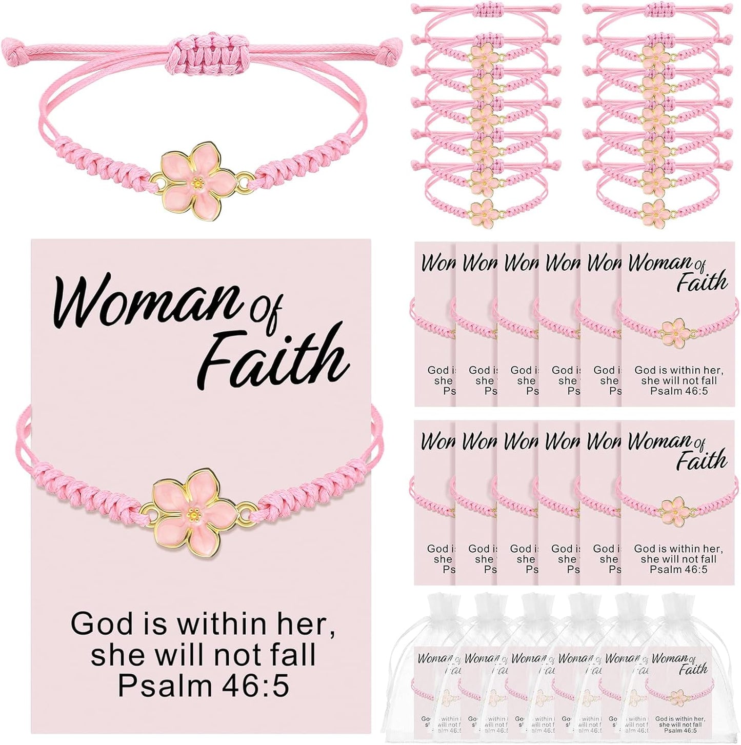 Christian Gifts for Women - 24 Set Woman of Faith Bracelets | Bible Verse Graduation & Wedding Gifts