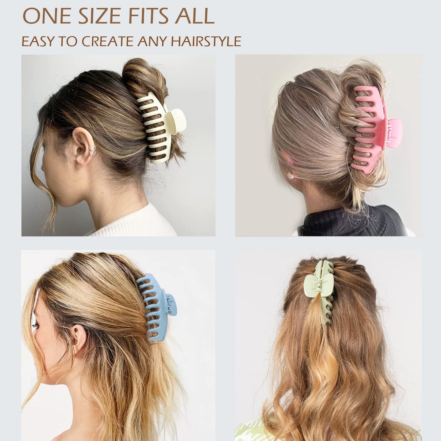 Large Hair Claw Clips - 12 Pack Matte Flower Clips for Thick Hair | 3 Styles, 4 Colors