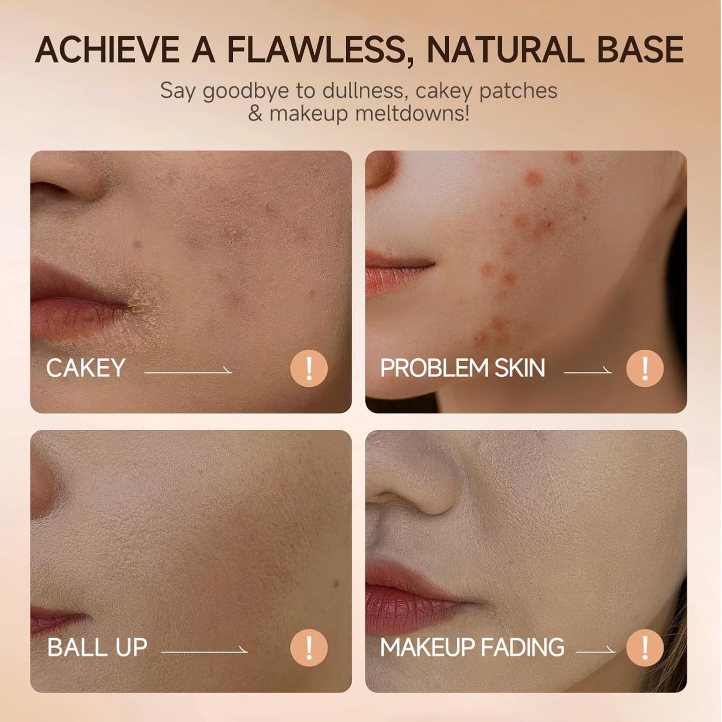 Foundation Stick for Mature Skin - Buildable Light to Full Coverage Makeup | Dual-Ended with Brush - Natural Dewy Finish (Chocolate)