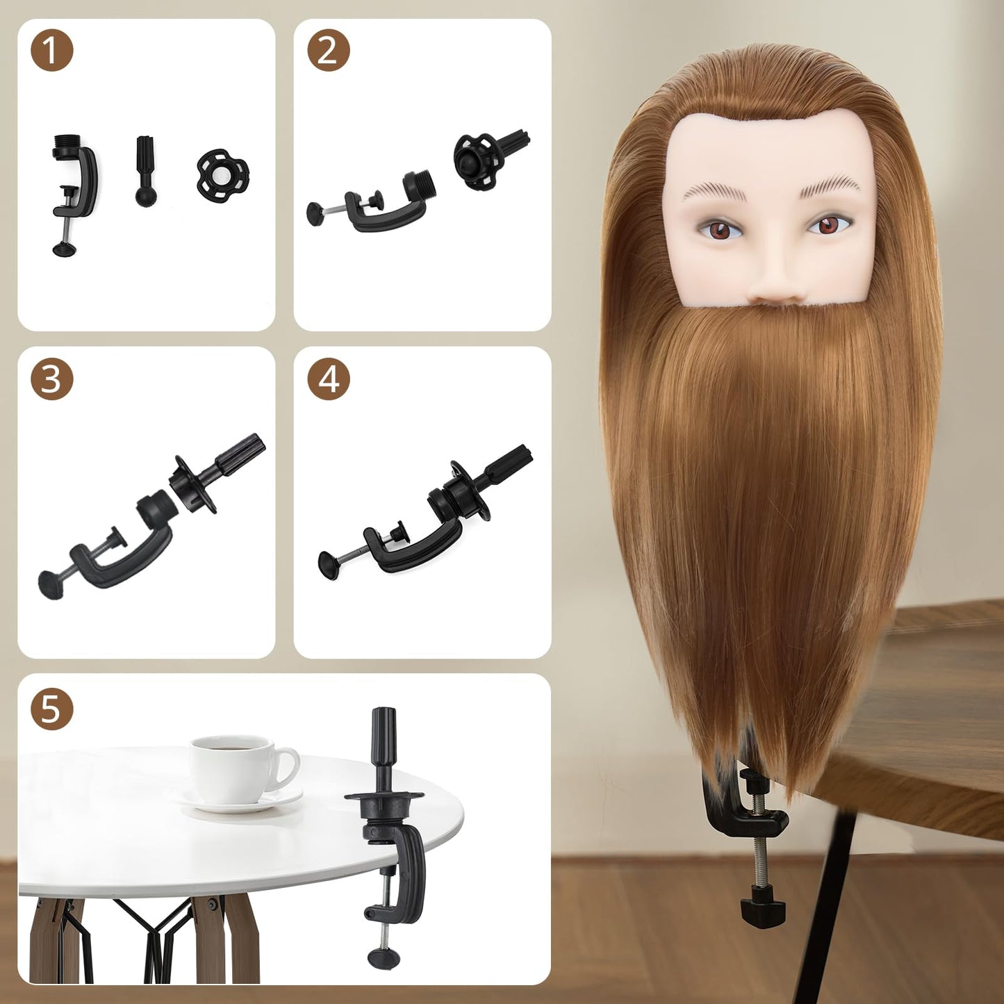 Male Mannequin Head with Hair,10" Barber Mannequin Head,Cosmetology Hairdresser Training Doll Manikin Head for Hair Styling and Practice -19