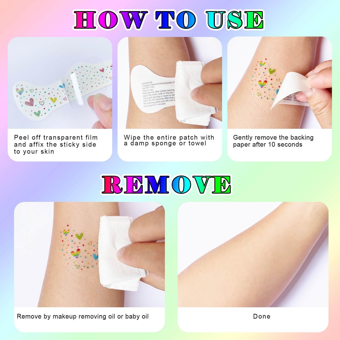 Rainbow Face Glitter Freckles,Rainbow Makeup Pride Accessories,Waterproof LGBT Costumes Decorations,Butterfly &Heart Pride Sparkle Freckle Temporary Tattoos,8 PCS