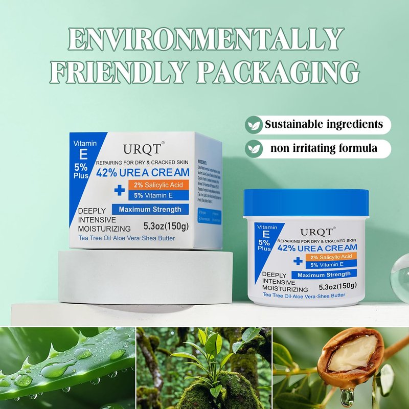 Urea Cream for Dry & Cracked Skin - 42% Moisturizer with Salicylic Acid, Vitamin E & Aloe Vera | Foot & Hand Repair Cream