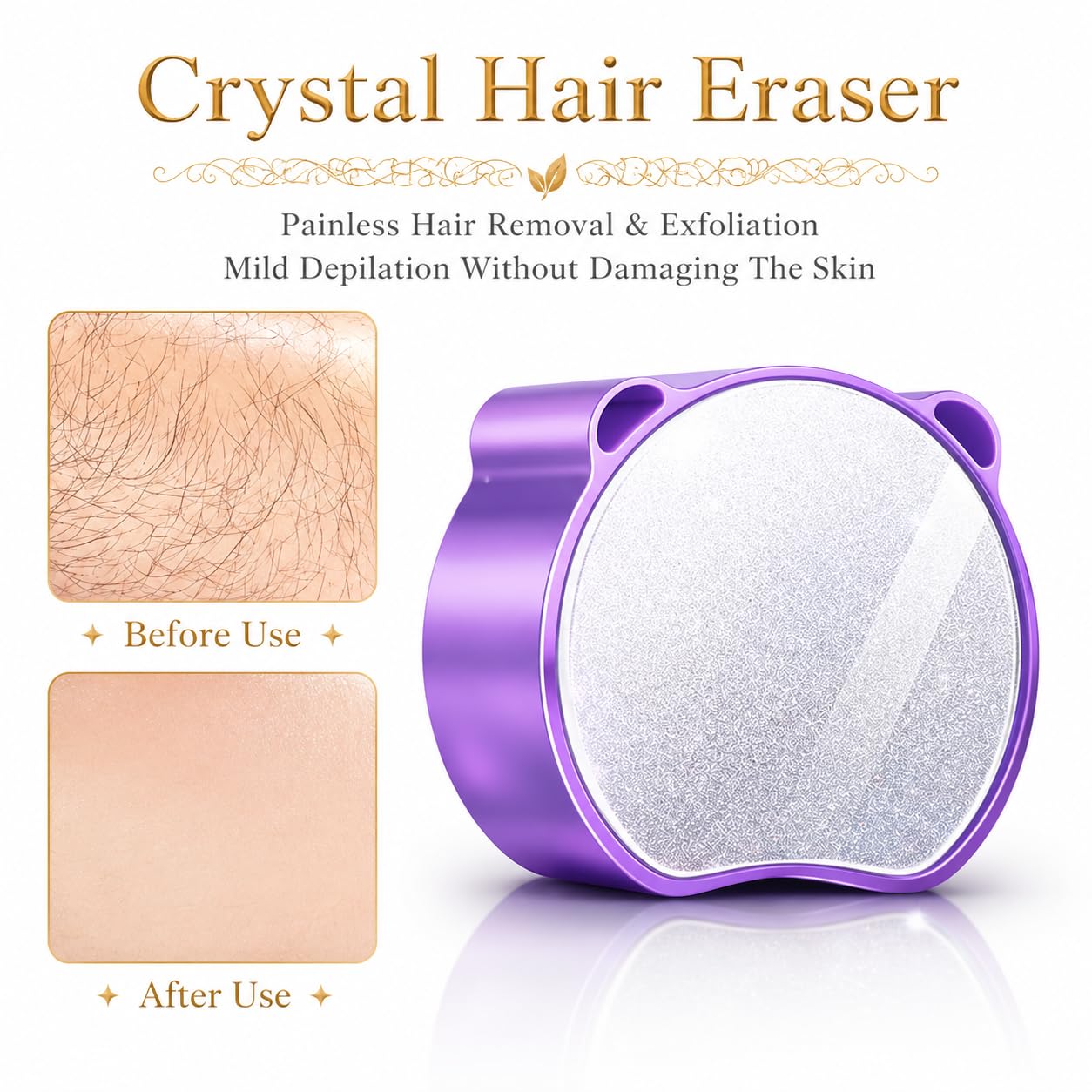 Magic Crystal Hair Eraser, Suitable for Men and Women Painless Exfoliating Crystal Hair Removal Tool, Magic Crystal Hair Remover for Legs and Back of Arms (Pink)