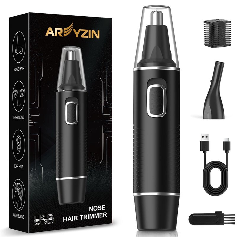 AREYZIN Nose Hair Trimmer for Men,Rechargeable Ear and Nose Trimmer,Professional Eyebrow & Facial Hair Trimmer,Sliver
