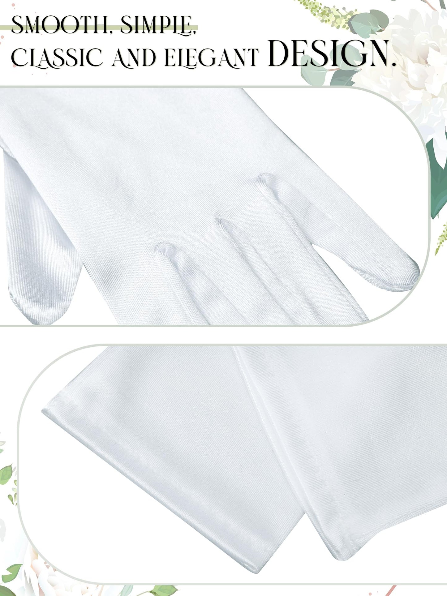 Sumind Women's Satin Gloves - 4 Pairs, Adult & Child Sizes, Wedding & Party Gloves, Wrist Length