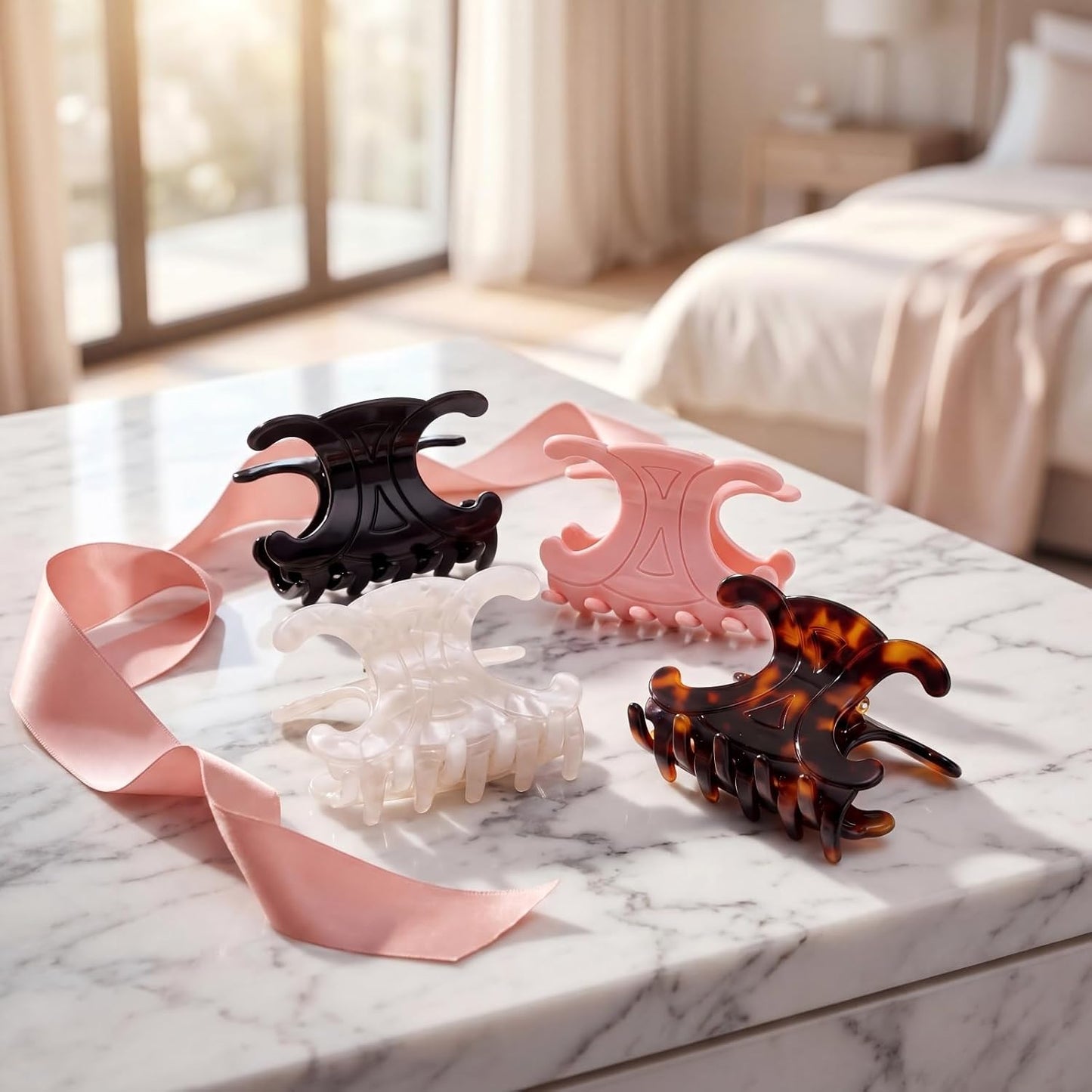Acetate Butterfly Hair Clips for Women - Durable Medium Hair Claw Clips | Stable Hold, 4-Pack, Multiple Colors (2.76 x 1.66 In)
