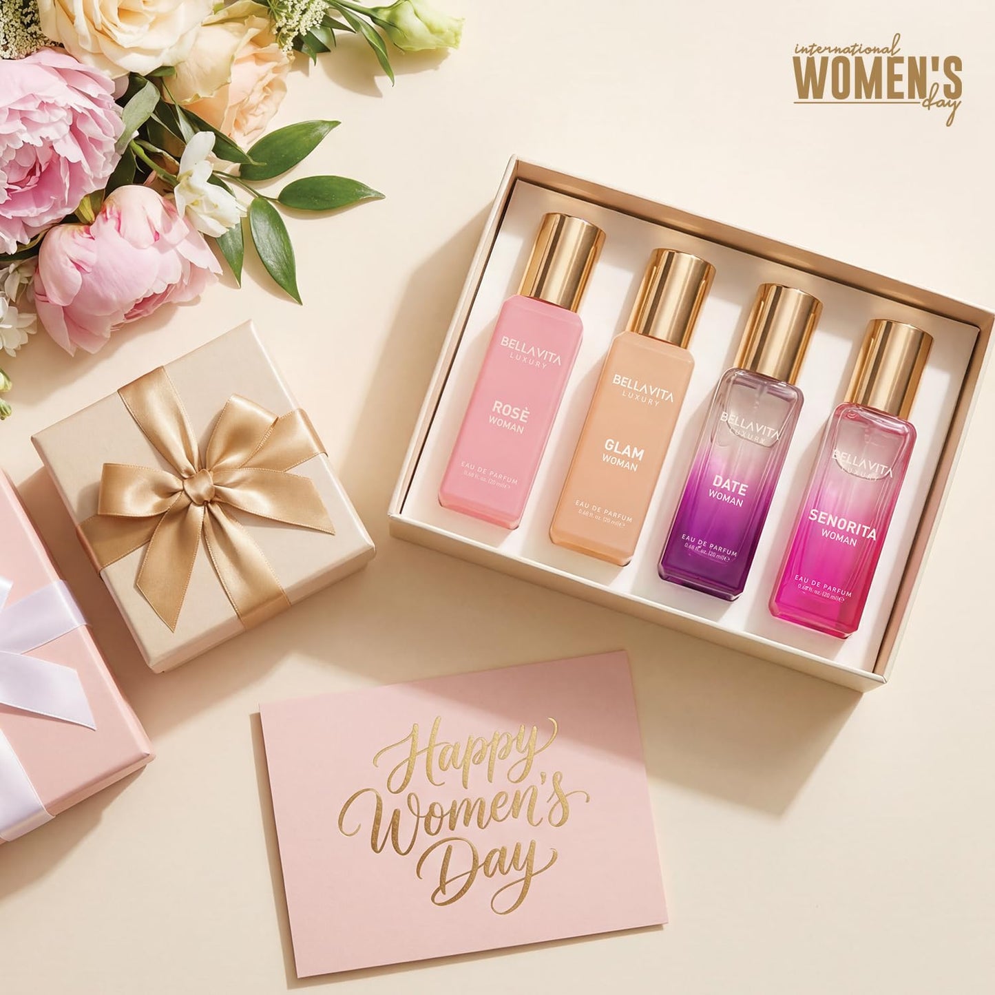 Luxury Women's Perfume Gift Set - Bellavita Rose, Senorita & Date | 80ml | Long-Lasting Floral Fragrance