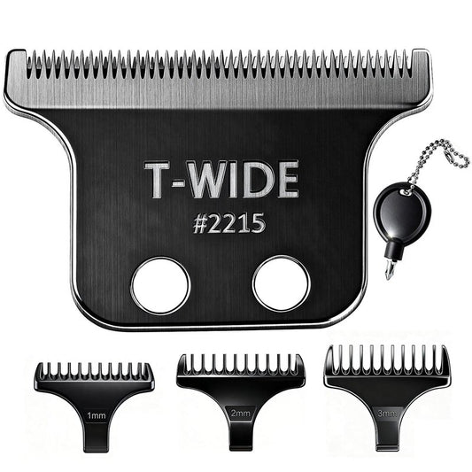 2215 Replacement T Wide Blades Compatible with Wahl 5 Star Detailer Li Trimmer(8081) and (8171) - Adjustable Stainless-steel Zero-Gap Trimmer Blade ((1PC-Black)