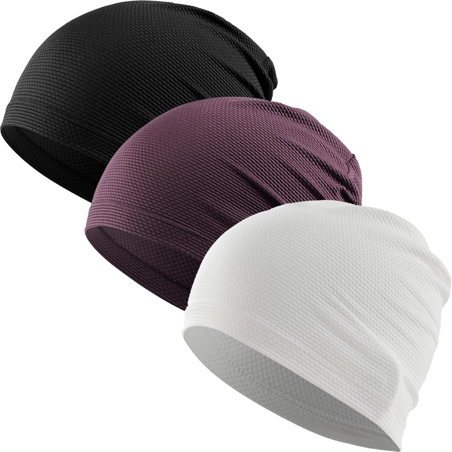 WTACTFUL 3-Pack Cooling Skull Caps - Breathable 3D Mesh Running Hats for Men & Women | Summer & Winter Use
