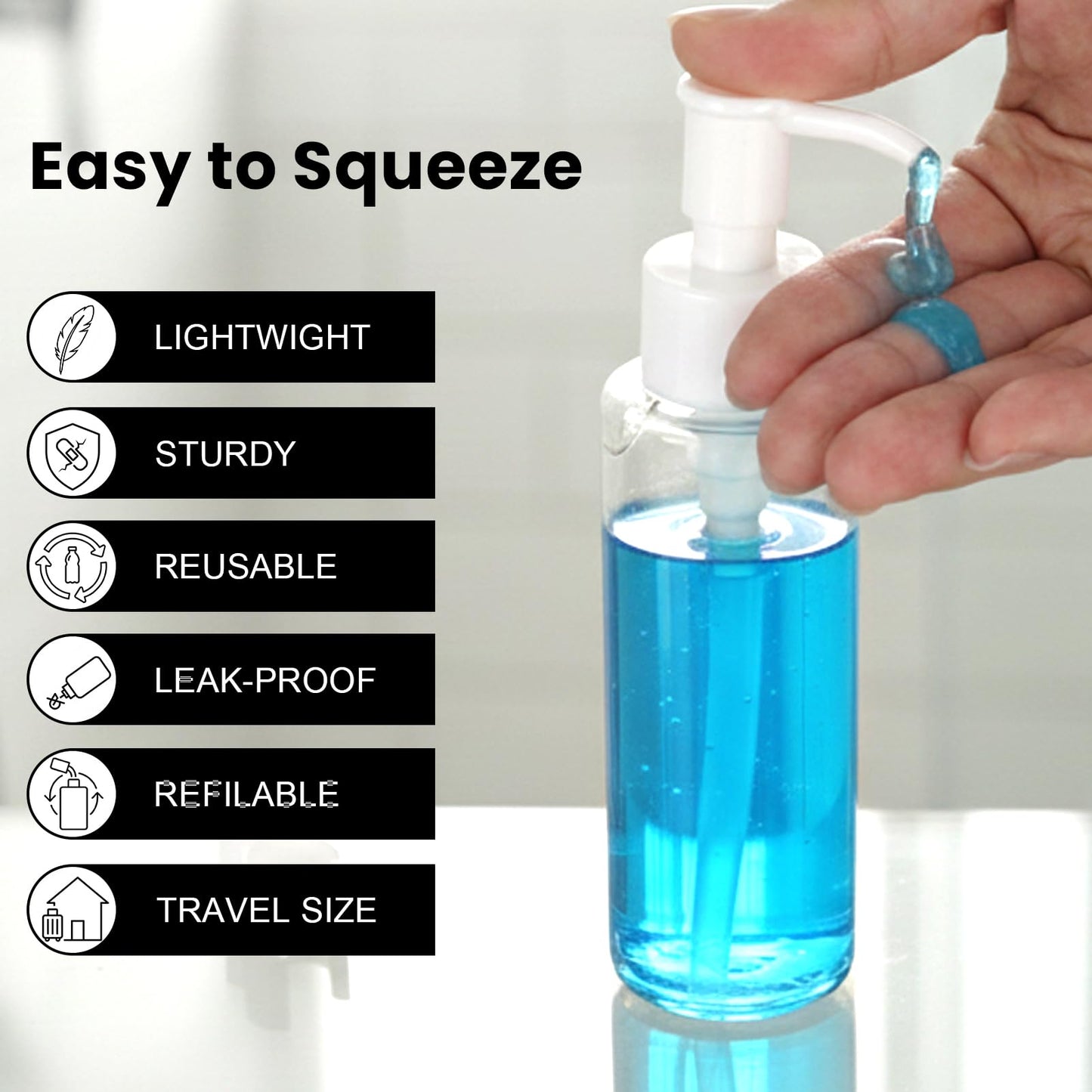 Wowang 7 Pack 3.4 Oz/100ml Travel Pump Bottle TSA Approved Empty Plastic Pump Bottles Dispenser Portable Refillable Container Clear Lotion Dispenser Bottle for Shampoo Shower Gel