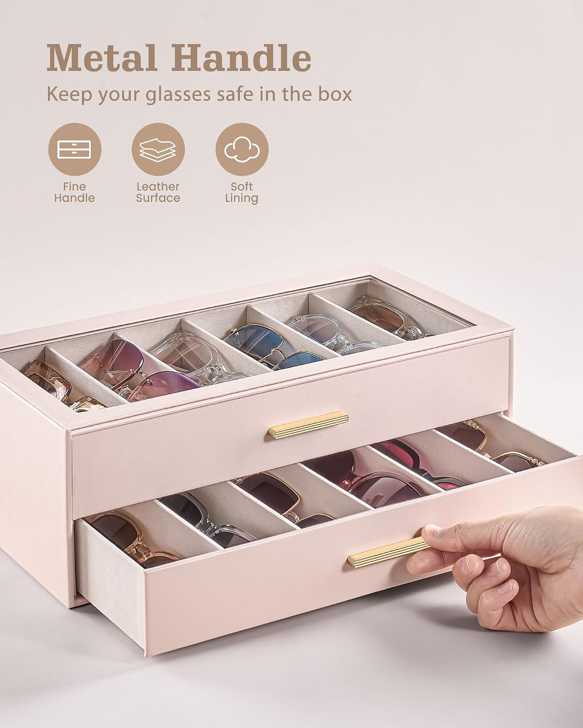Sunglasses Storage Box for Women - Clear Top Eyewear Organizer | Stylish Display Case
