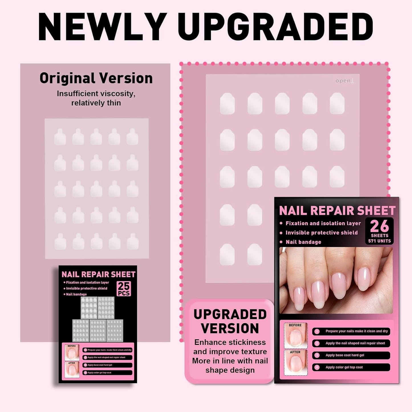 Nail Repair Patches - Upgraded Invisible Sheets for Damaged Nails | Easy-to-Use Recovery Layer, Various Sizes