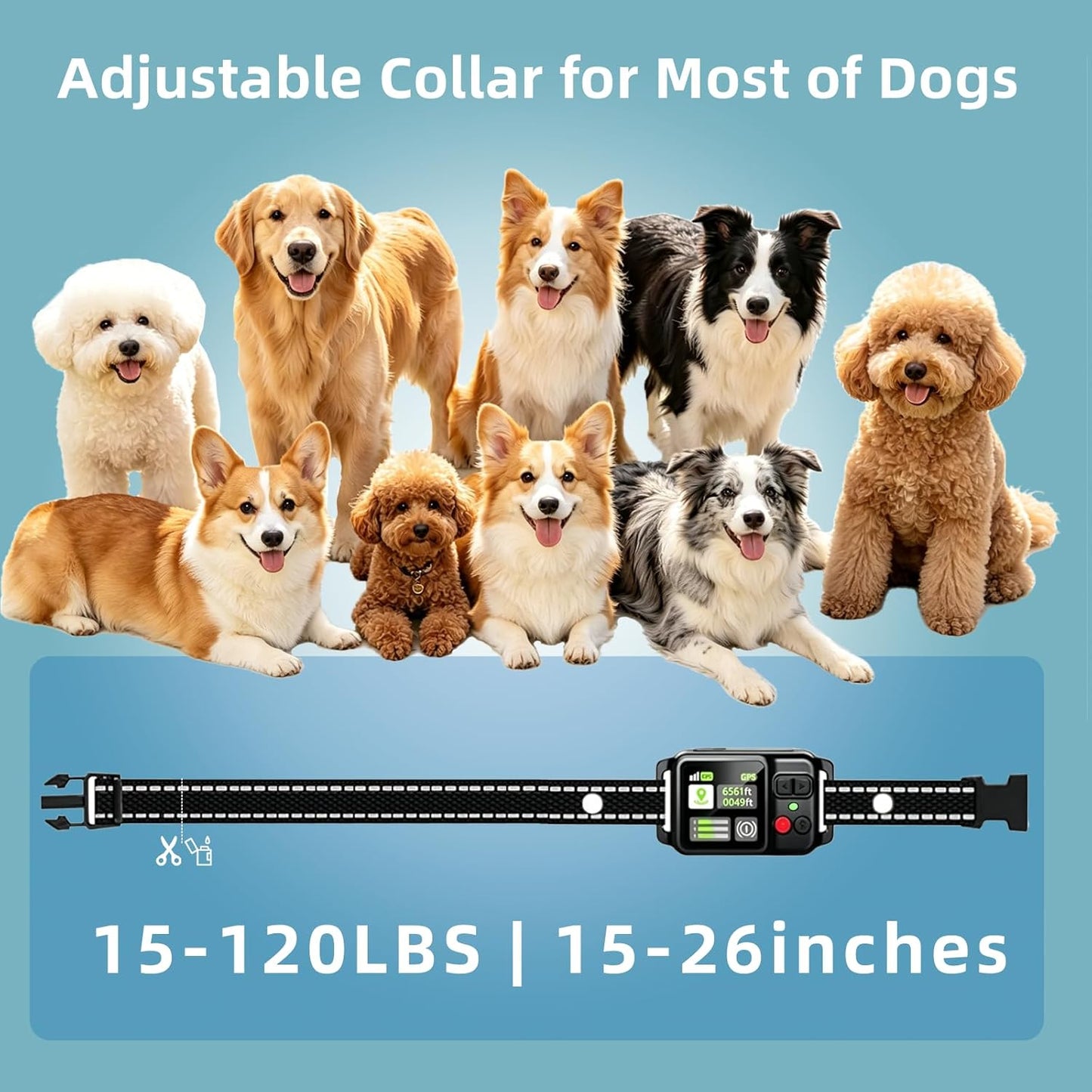 GPS Wireless Dog Fence System - Adjustable Range 49 to 6561ft | 3 Training Modes, Waterproof & Rechargeable