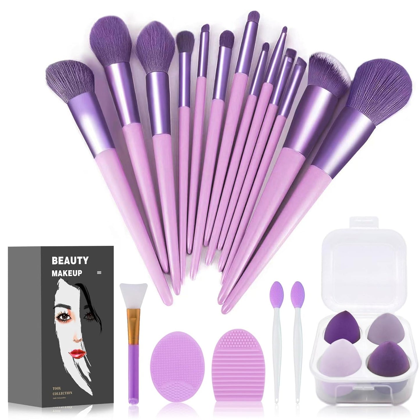 Makeup Brushes Set - 22 Pcs Professional Kit with Foundation & Eyeshadow Brushes | Green