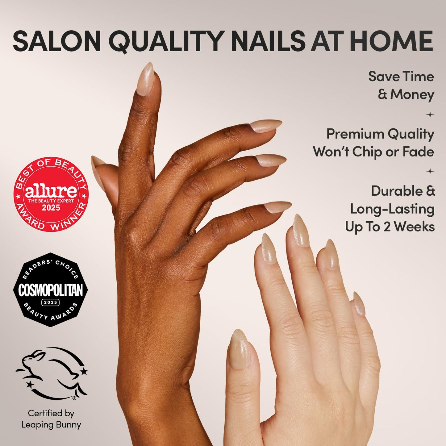 Glamnetic Press On Nails - Honey Bun | Trendy Velvet Sparkly Short Almond Nails | 30 Nail Kit with Glue, 15 Sizes