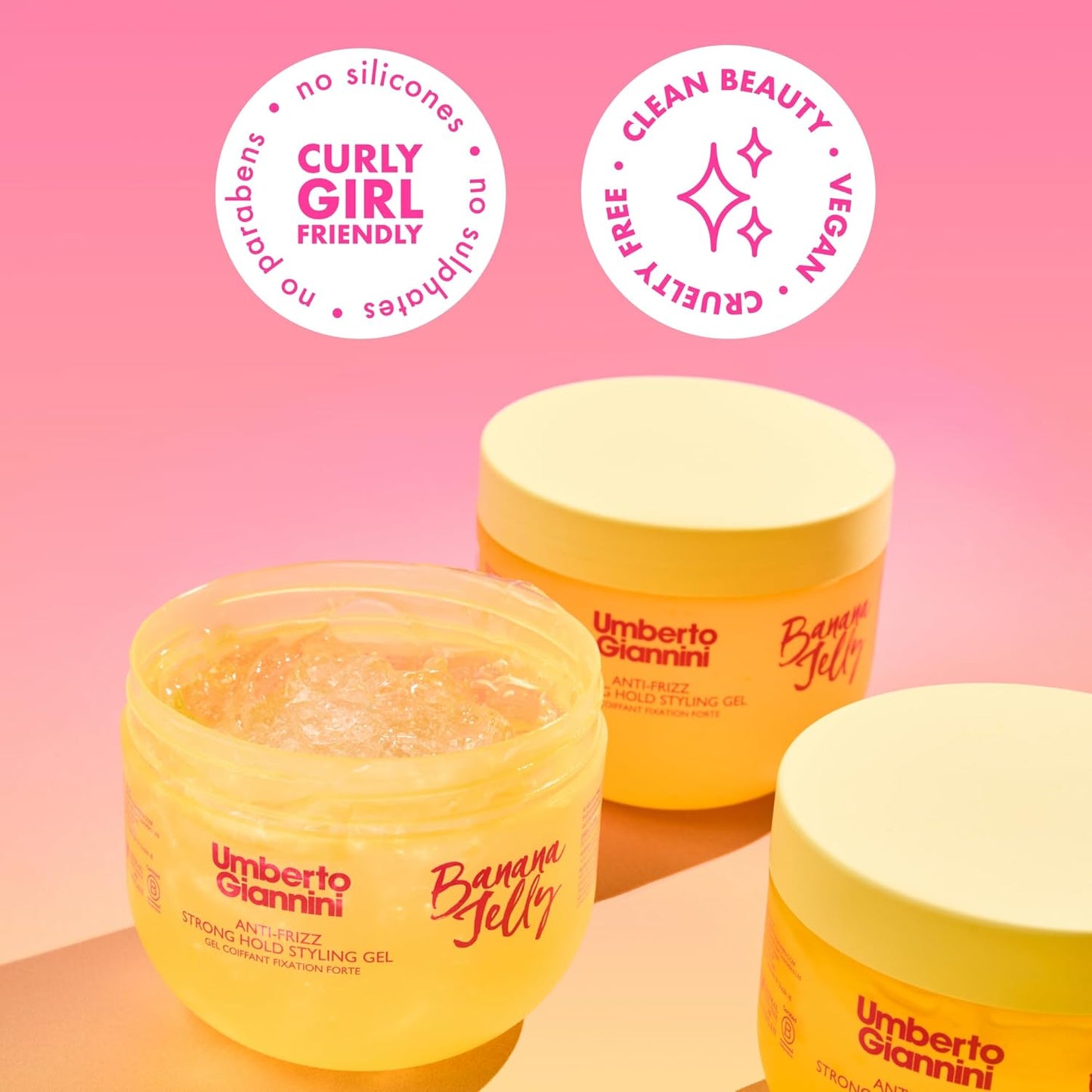 Umberto Giannini Banana Jelly Styling Gel - Strong Hold Curl & Slick Back Gel for Curly Hair | Anti-Frizz, Vegan, 200ml