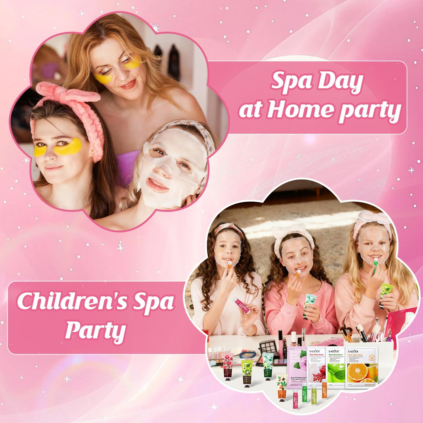 128 PCS Spa Party Supplies for Women, Spa Kit Include Lip Balm,Facial Masks, Hand Cream, Under Eye Patches, Foot Bath Bombs, Ideal for Gift Giving,Sleepover Party Supplies for Girls Valentine