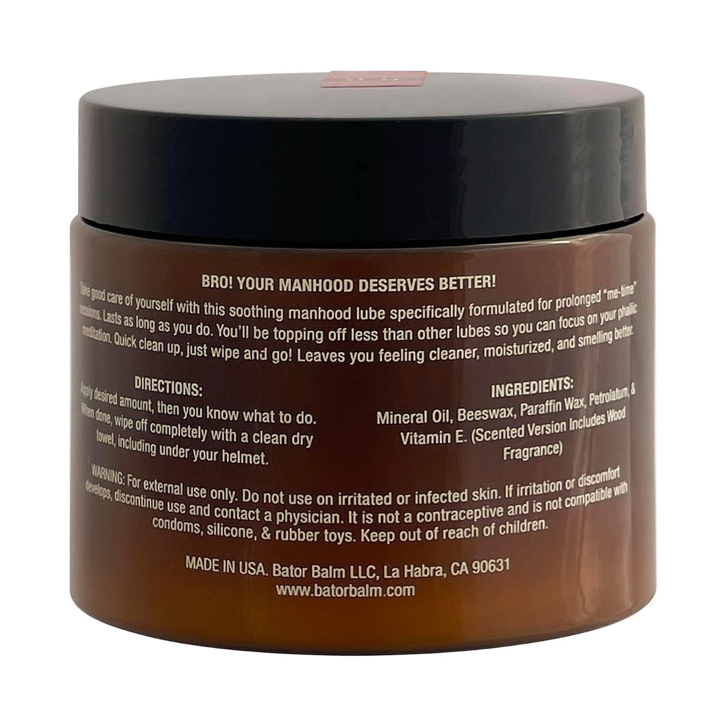 Bator Balm Premium Oil-Based Personal Lubricant for Men - Long-Lasting, Moisturizing, Easy Clean-Up | 6oz
