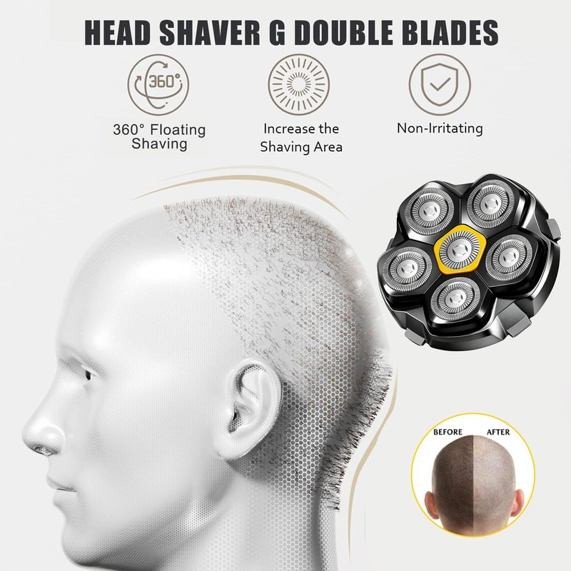 6 Blade Magnetic Replacement Shaving Heads Compatible with 6D Blade Head Compatible with Head Shavers for Bald Men,3Pack Travel Size