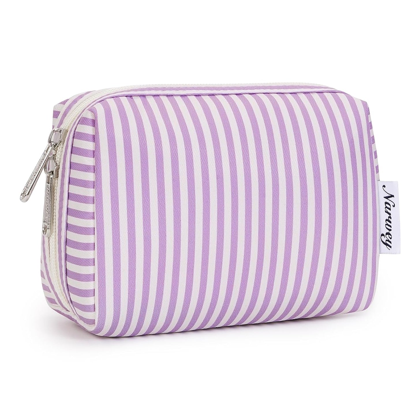 Checkered Makeup Bag - Travel Cosmetic Organizer with Compartments | Large Sky Blue Checkerboard