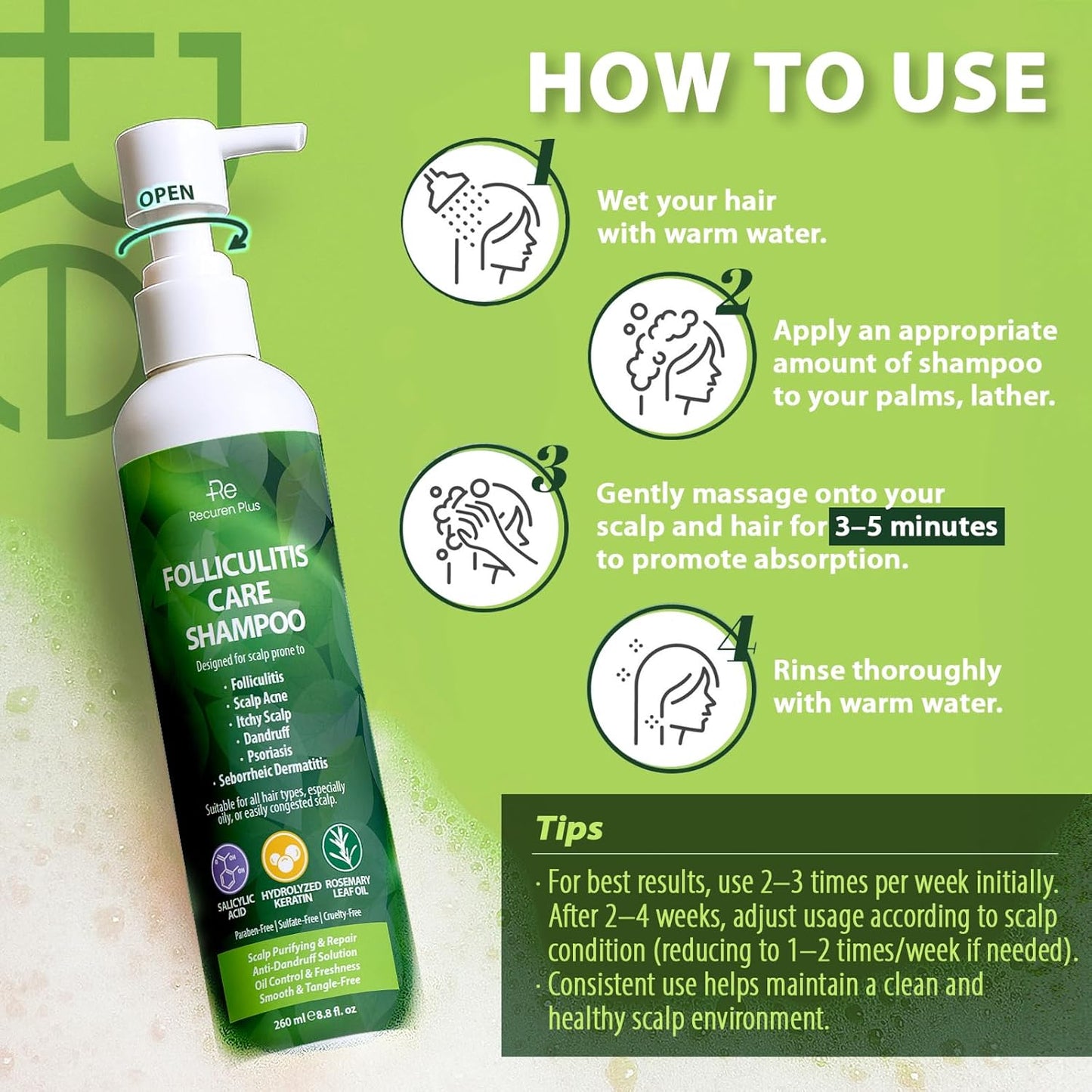 Folliculitis Treatment Shampoo - Anti-Fungal Scalp Cleanser for Seborrheic Dermatitis & Psoriasis | Sulfate-Free, Itchy Scalp Relief
